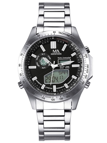 Herren-Funk-Solar-Uhr Chronograph Meister Anker Silberfarben
