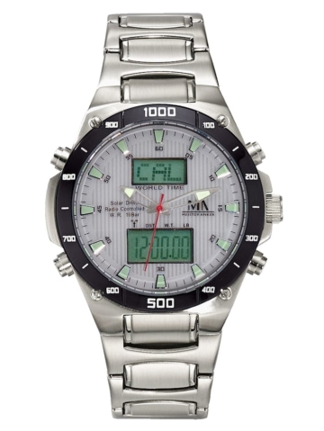 Herren-Funk-Solar-Uhr Chronograph Meister Anker Silberfarben