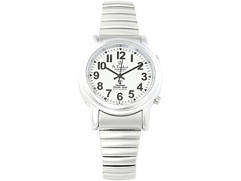 Sprechende Seniorenuhr mit Funk und Solar, versilbert / Sprechende Uhr
